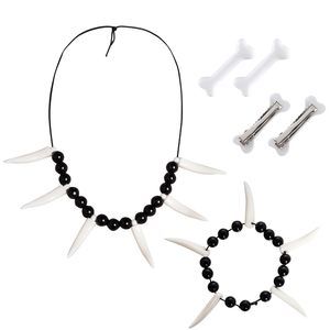 6 Pcs Halloween Caveman Costume Accessoriess Set Cave Jungle Tooth Bone🐨